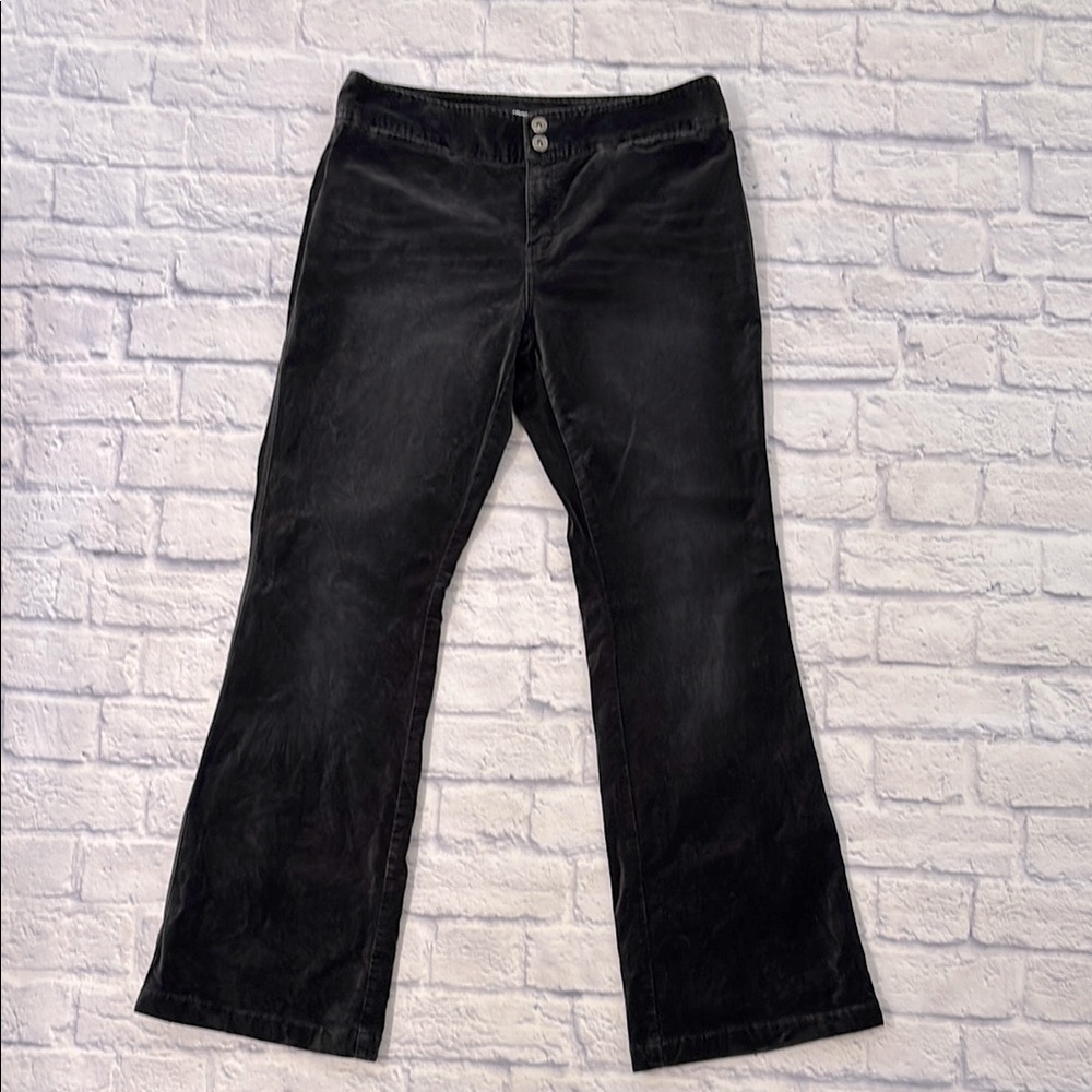 Express Black Velour Bootcut Leg Trousers Mid Rise Dress Pants - Size 11/12